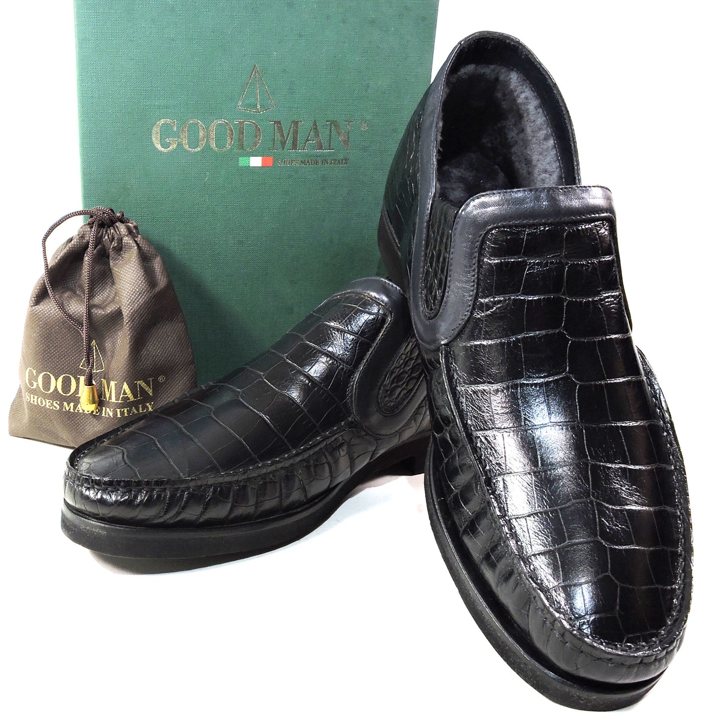 GOODMAN 🇮🇹 MEN'S BLACK SOFT LEATHER COMFORT WINTER LOAFERS