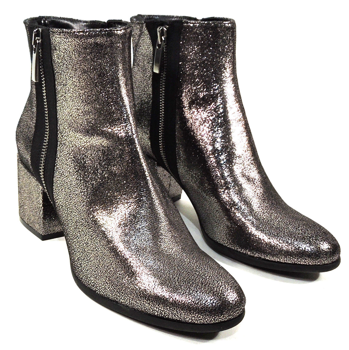 ROGANY 🇮🇹 WOMEN'S SILVER LEATHER COMFORT FASHION BOOTIE