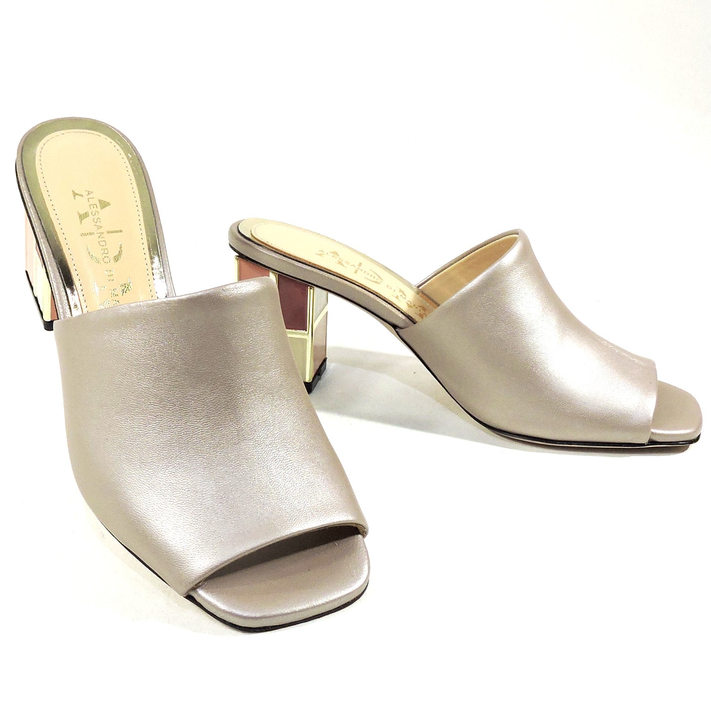 ALESSANDRO DI MARIA 🇮🇹 WOMEN'S BEIGE SOFT LEATHER FASHION MULES