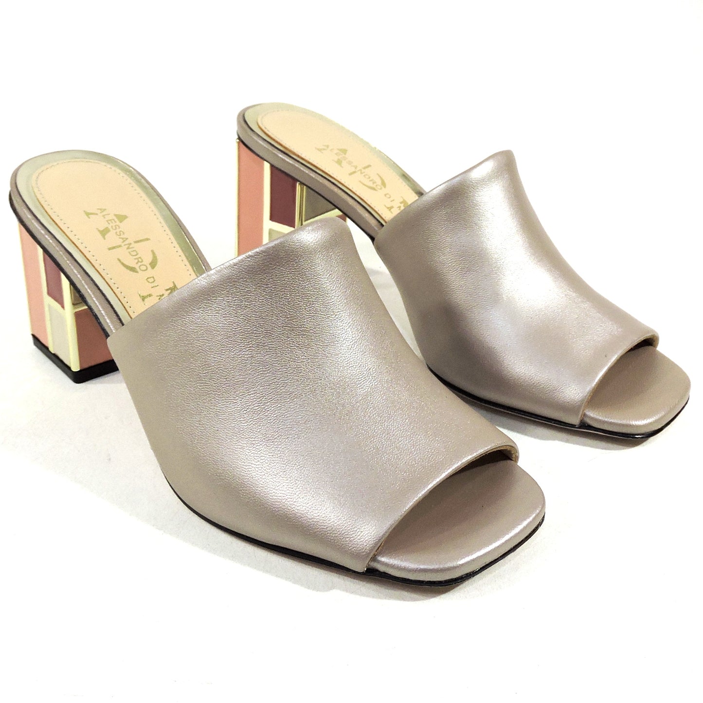 ALESSANDRO DI MARIA 🇮🇹 WOMEN'S BEIGE SOFT LEATHER FASHION MULES