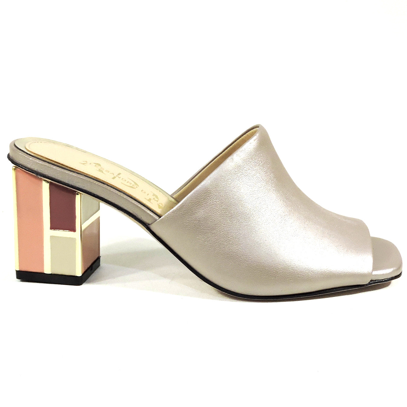 ALESSANDRO DI MARIA 🇮🇹 WOMEN'S BEIGE SOFT LEATHER FASHION MULES