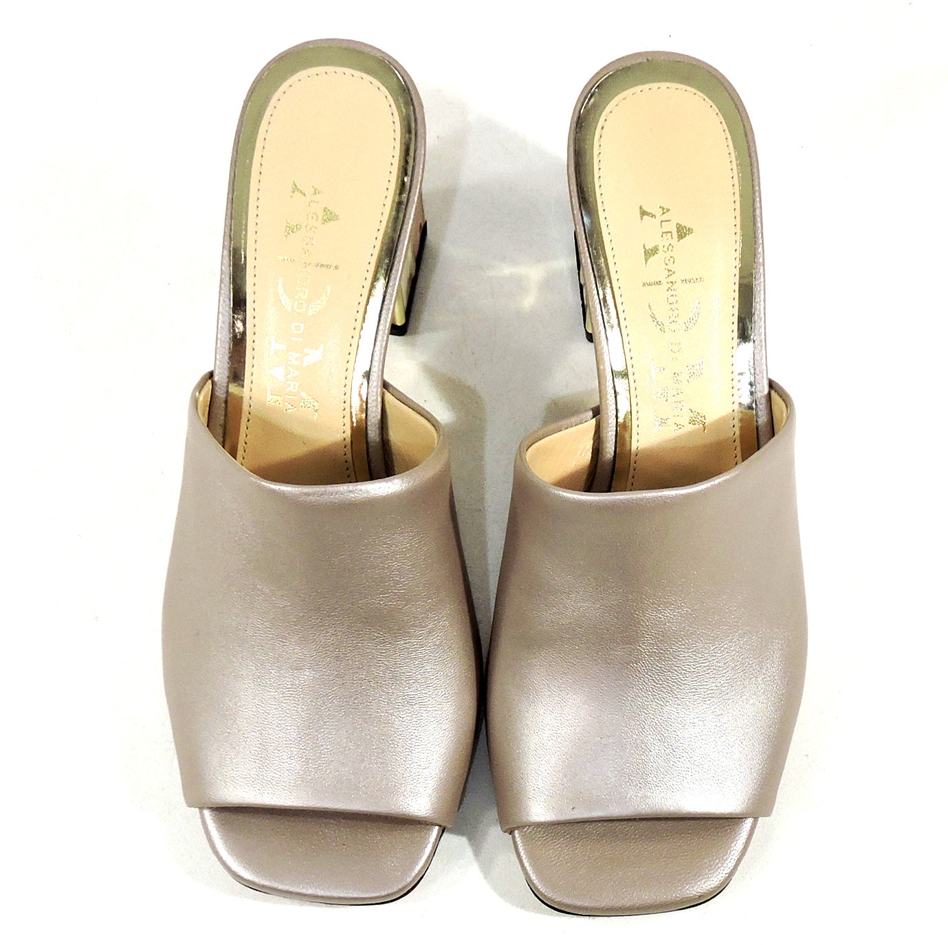 ALESSANDRO DI MARIA 🇮🇹 WOMEN'S BEIGE SOFT LEATHER FASHION MULES