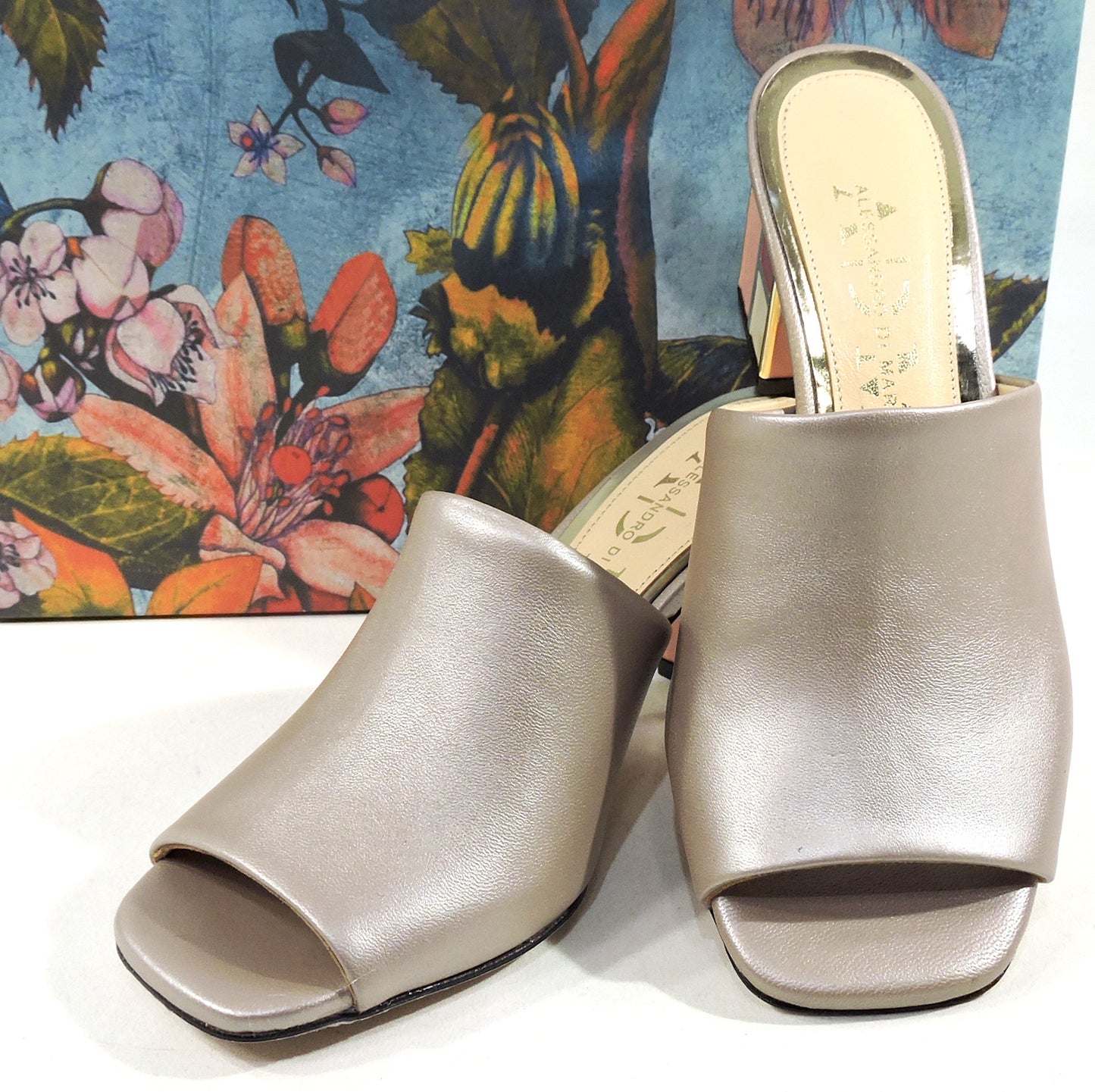 ALESSANDRO DI MARIA 🇮🇹 WOMEN'S BEIGE SOFT LEATHER FASHION MULES