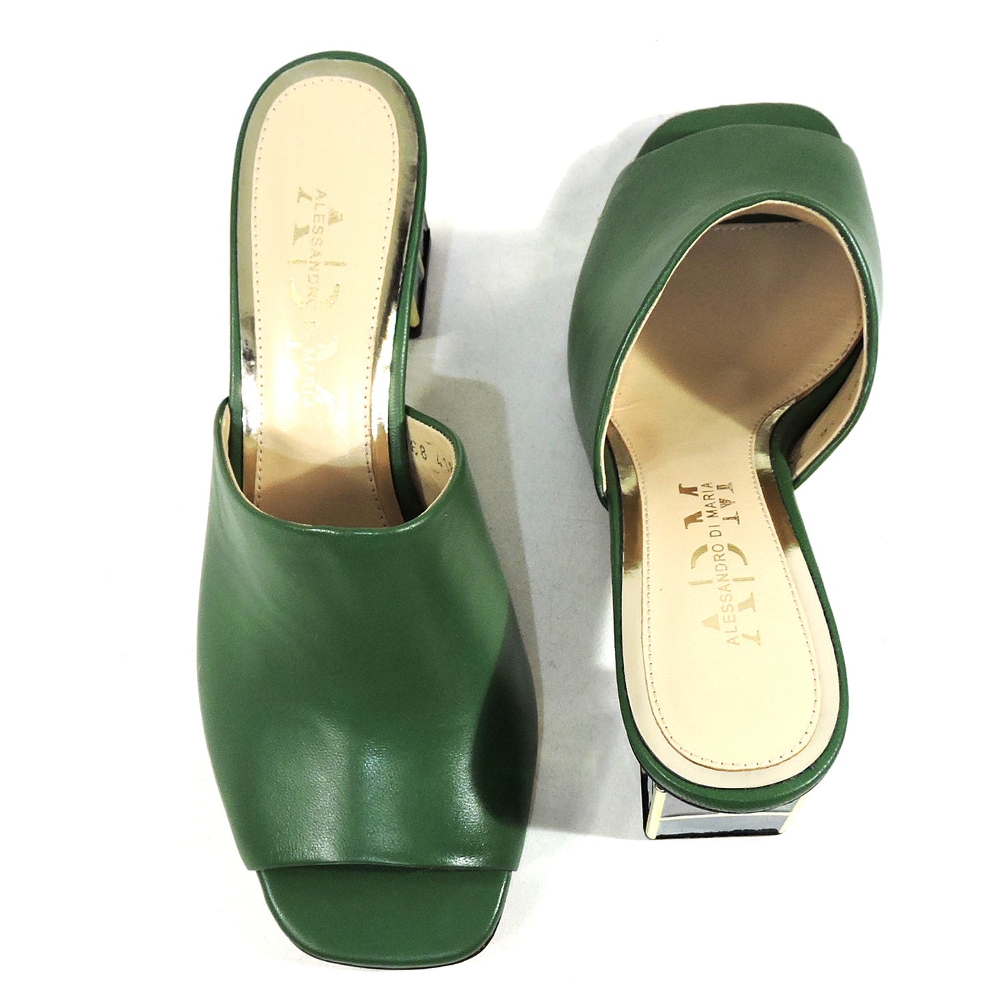 ALESSANDRO DI MARIA 🇮🇹 WOMEN'S GREEN SOFT LEATHER SUMMER MULES
