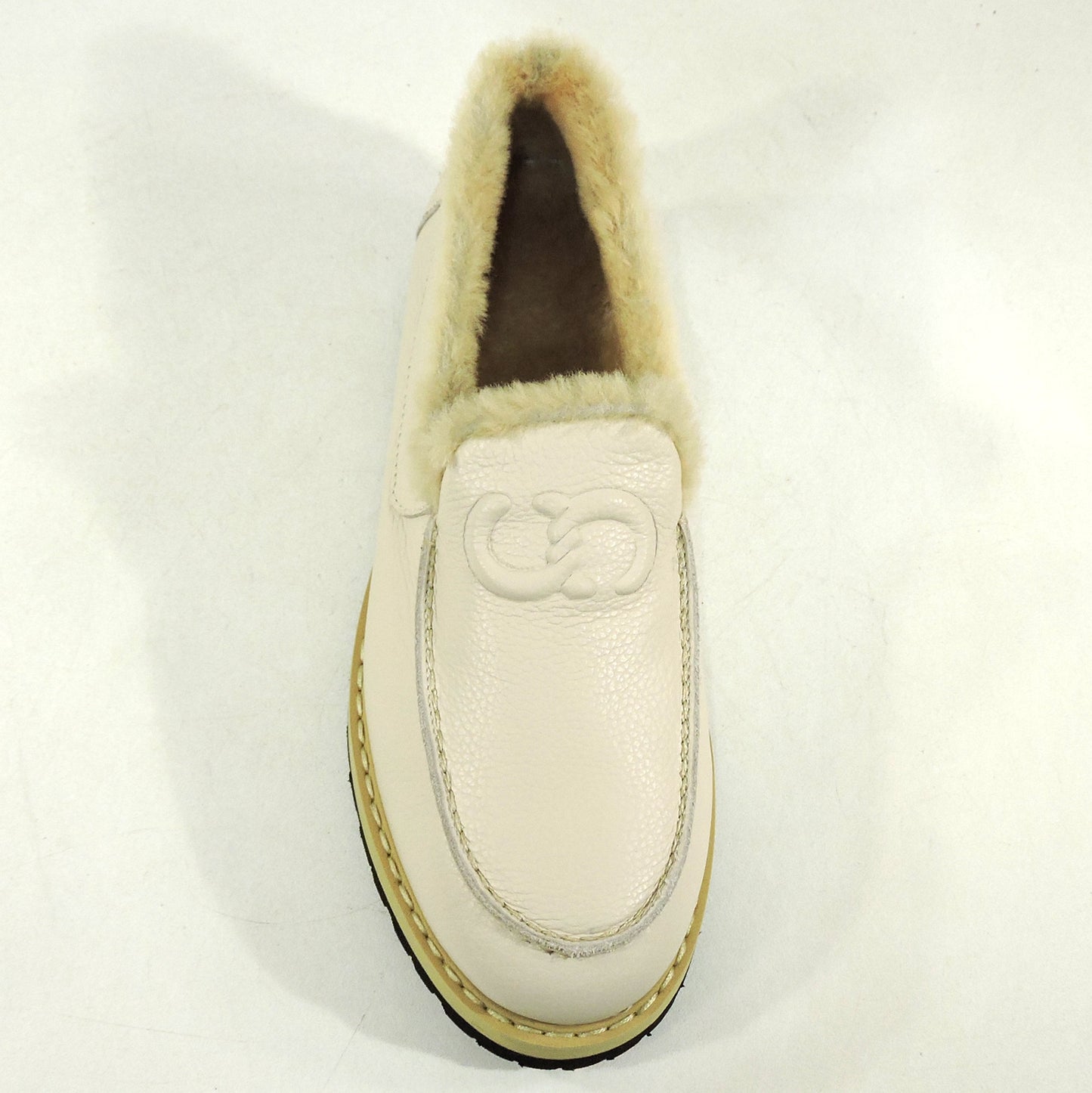 CASADEI 🇮🇹 WOMEN'S SOFT BEIGE LEATHER MERINO FUR WINTER LOAFERS