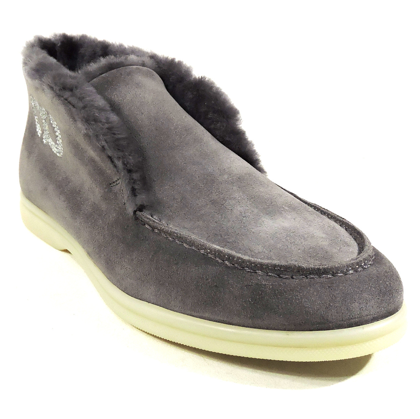 CASADEI 🇮🇹 WOMEN'S GREY SUEDE MERINO FUR WINTER BOOTIE