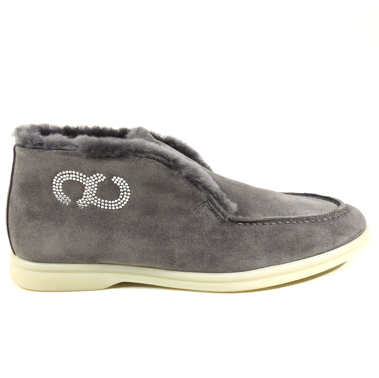 CASADEI 🇮🇹 WOMEN'S GREY SUEDE MERINO FUR WINTER BOOTIE