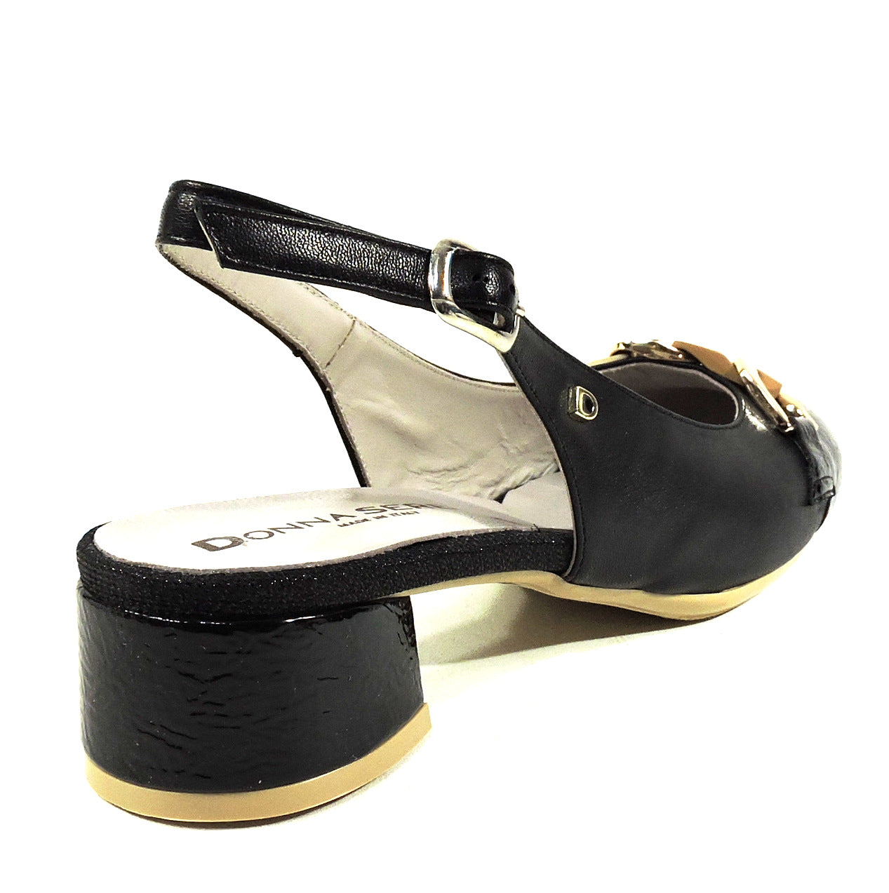 DONNA SERENA 🇮🇹 WOMEN'S BLACK SOFT LEATHER SUMMER SANDALS