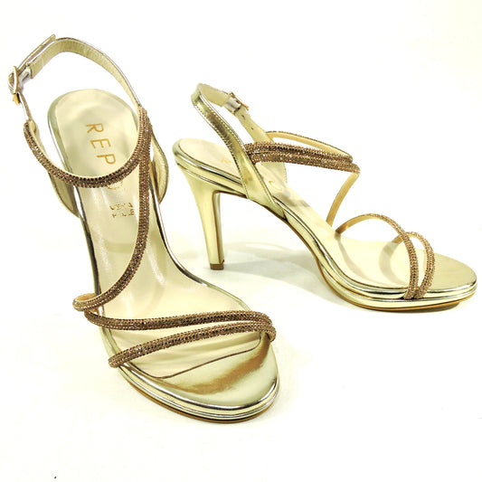 REPO BY PHIL GATIER 🇮🇹 WOMEN'S GOLD LEATHER FASHION SUMMER SANDALS