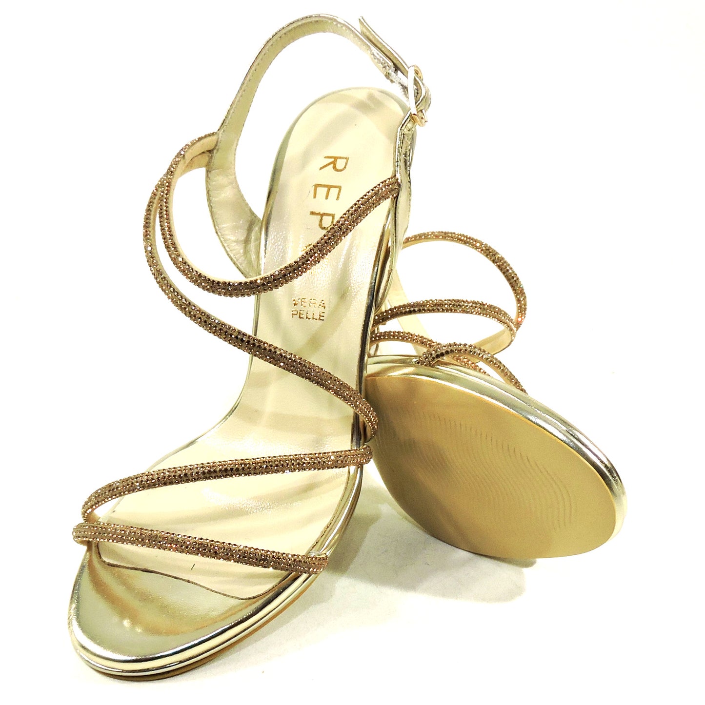 REPO BY PHIL GATIER 🇮🇹 WOMEN'S GOLD LEATHER FASHION SUMMER SANDALS