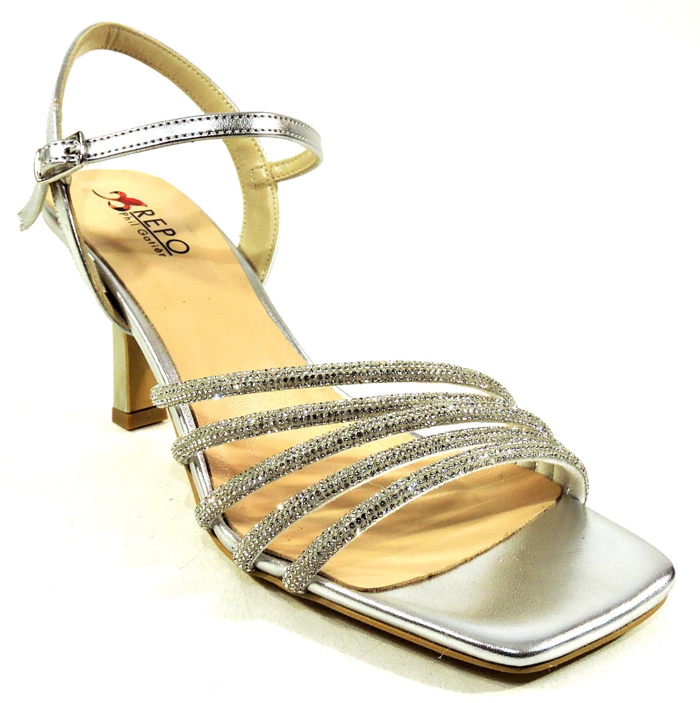 REPO BY PHIL GATIER 🇮🇹 WOMEN'S SILVER LEATHER FASHION SUMMER SANDALS