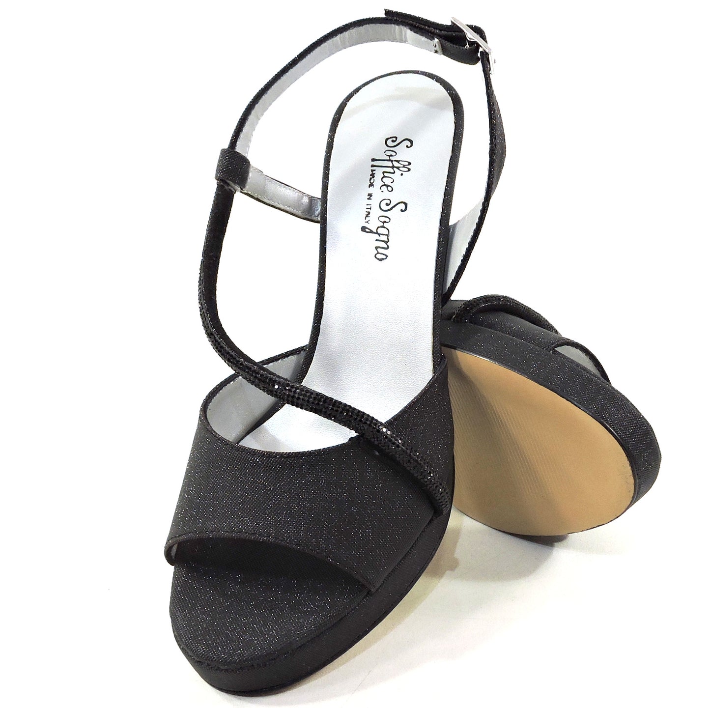 SOFFICE SOGNO 🇮🇹 WOMEN'S BLACK FABRIC FASHION SANDALS