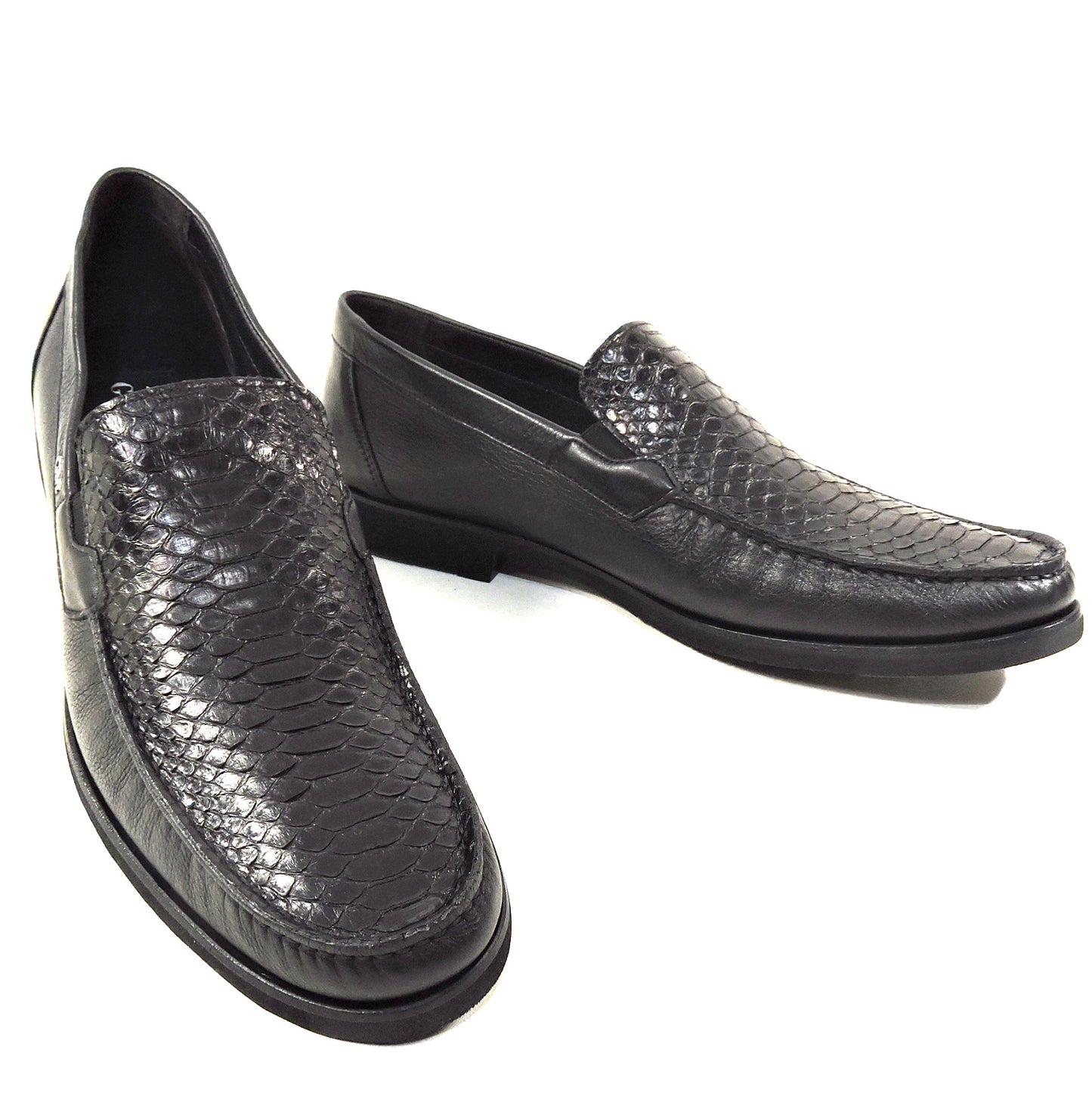 GOODMAN 🇮🇹 MEN'S BLACK SOFT REAL PYTHON LEATHER COMFORT LOFERS