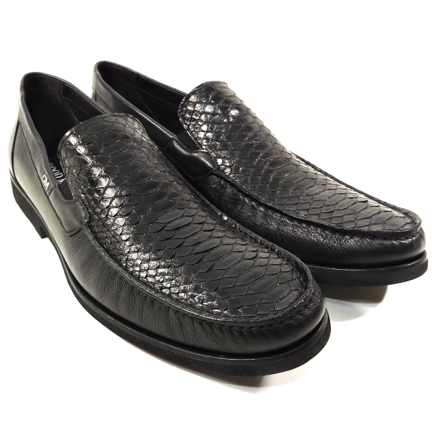 GOODMAN 🇮🇹 MEN'S BLACK SOFT REAL PYTHON LEATHER COMFORT LOFERS