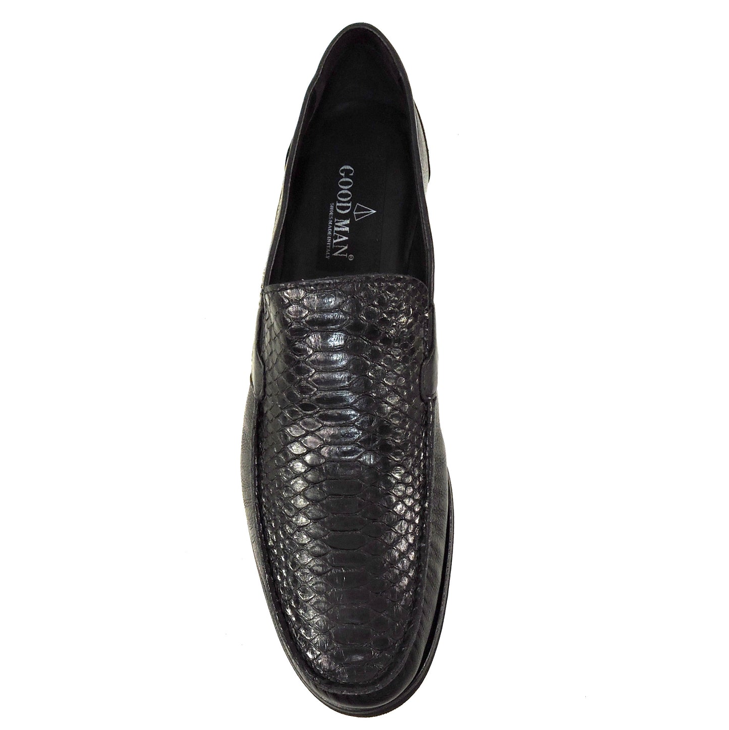 GOODMAN 🇮🇹 MEN'S BLACK SOFT REAL PYTHON LEATHER COMFORT LOFERS