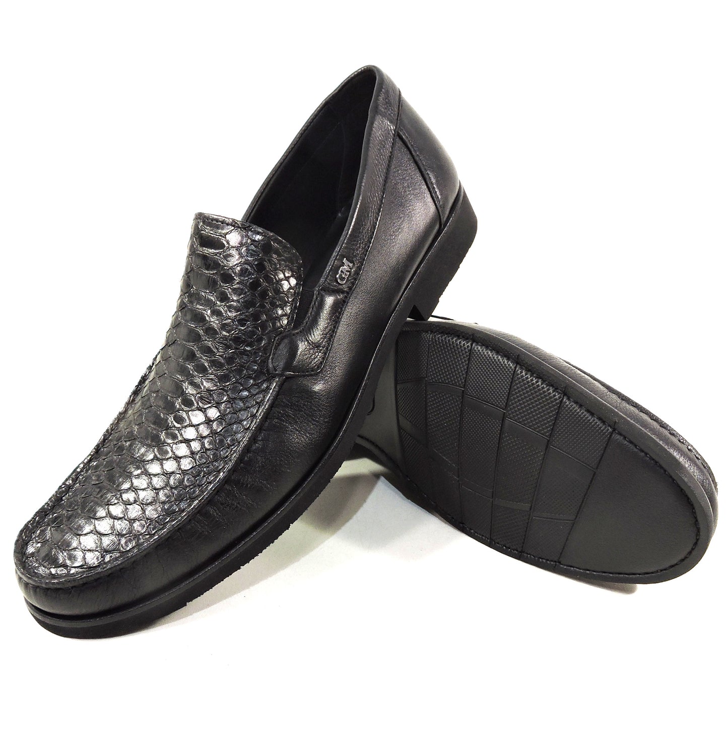 GOODMAN 🇮🇹 MEN'S BLACK SOFT REAL PYTHON LEATHER COMFORT LOFERS