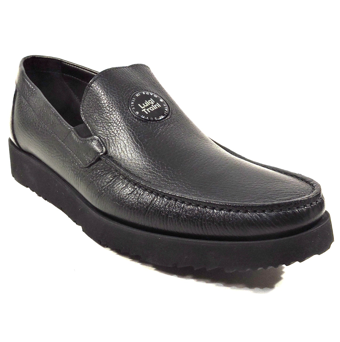 GOODMAN 🇮🇹 MEN'S BLACK SOFT LEATHER FLAT COMFORT LOAFERS, SIZE 43