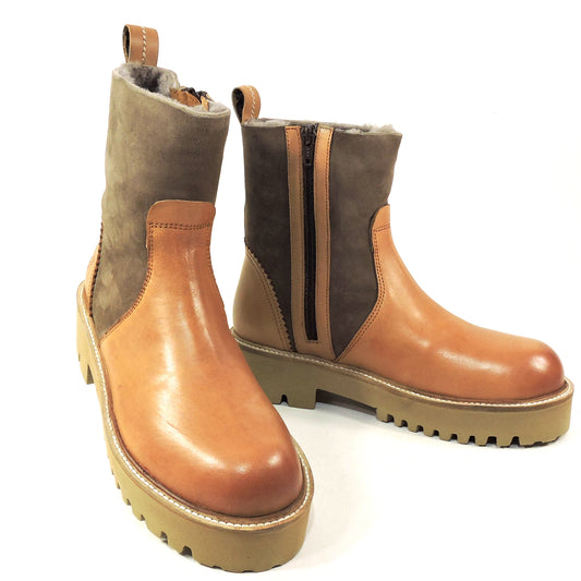 REPO 🇮🇹 WOMEN'S BROWN LEATHER COMFORT WINTER BOOTIE