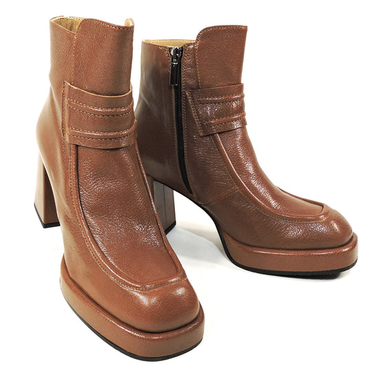 CHIARA COLINI 🇮🇹 WOMEN'S BROWN SOFT LEATHER WINTER COMFORT BOOTIE