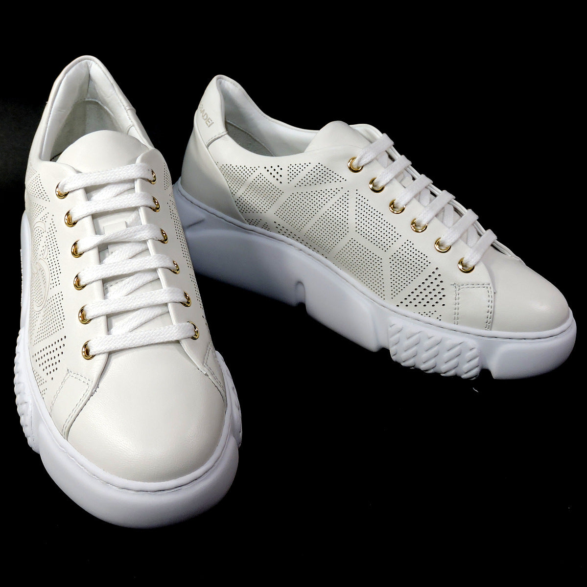 CASADEI 🇮🇹 WOMEN'S OFF WHITE LEATHER COMFORT FASHION SNEAKERS