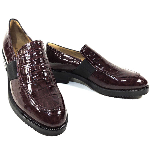 CHIARA COLINI 🇮🇹 WOMEN'S BURGUNDY SOFT PATENT LEATHER COMFORT FASHION LOFERS