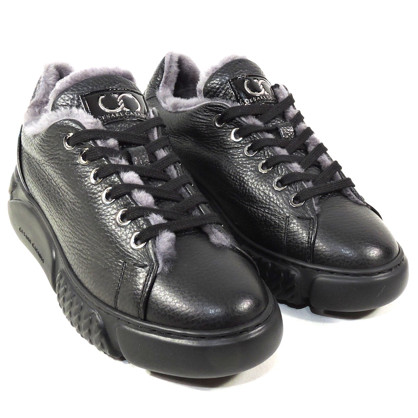 CASADEI 🇮🇹 WOMEN'S BLACK SOFT LEATHER COMFORT COMFORT WINTER SNEAKERS