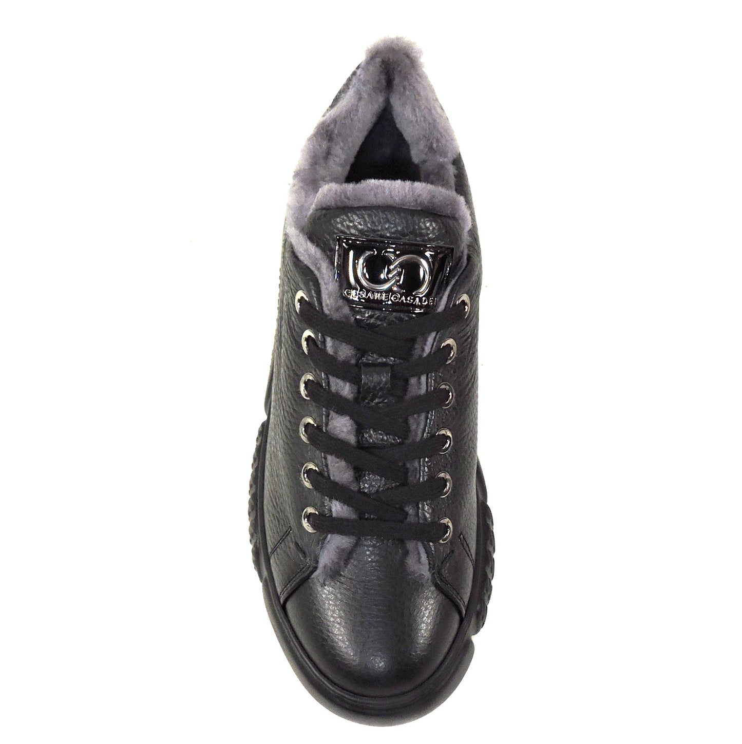 CASADEI 🇮🇹 WOMEN'S BLACK SOFT LEATHER COMFORT COMFORT WINTER SNEAKERS