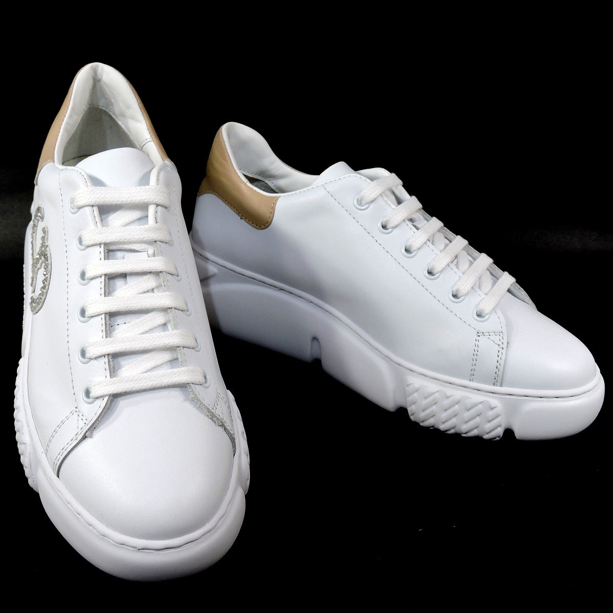 CASADEI 🇮🇹 WOMEN'S WHITE SOFT LEATHER COMFORT FASHION SNEAKERS