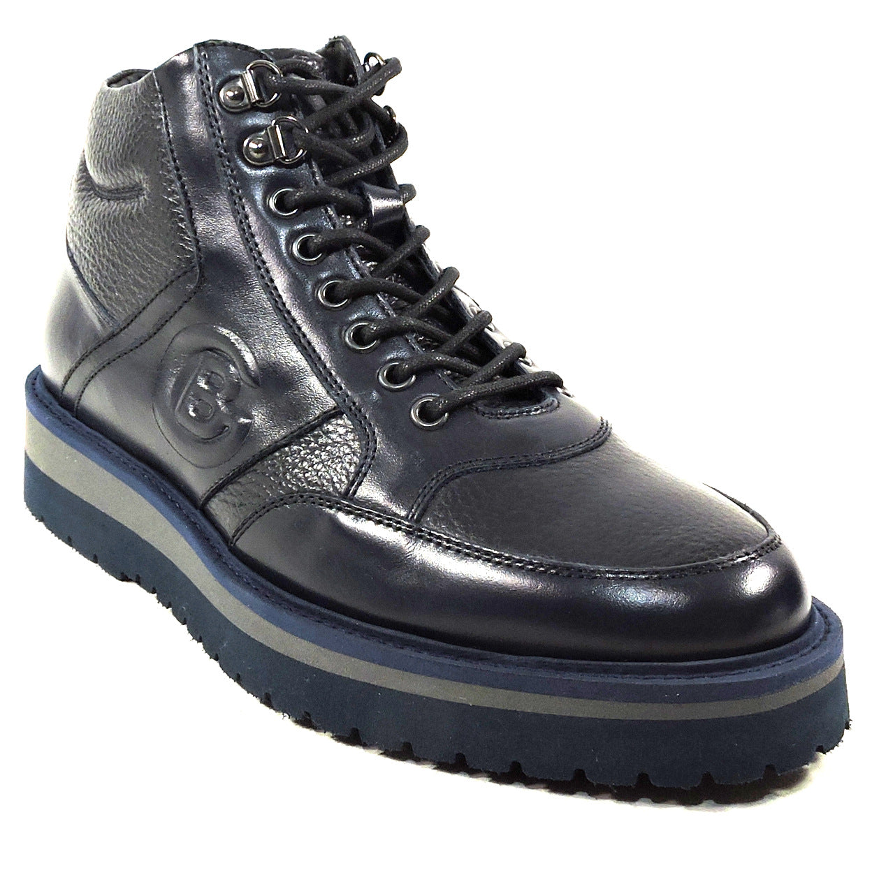 BALDININI 🇮🇹 MEN'S NAVY BLUE LEATHER COMFORT FASHION WINTER SNEAKERS