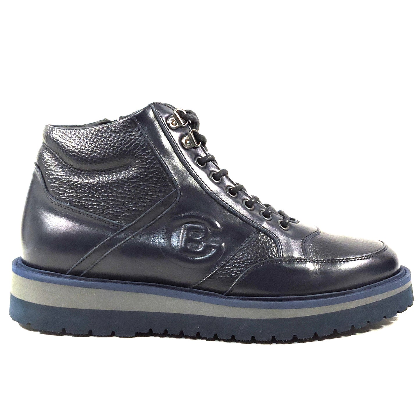 BALDININI 🇮🇹 MEN'S NAVY BLUE LEATHER COMFORT FASHION WINTER SNEAKERS