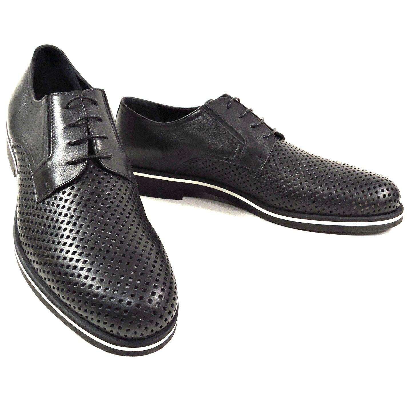 GOODMAN 🇮🇹 MEN'S BLACK SOFT LEATHER COMFORT SUMMER OXFORD