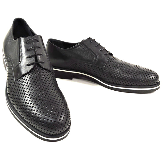 GOODMAN 🇮🇹 MEN'S BLACK SOFT LEATHER COMFORT SUMMER OXFORD