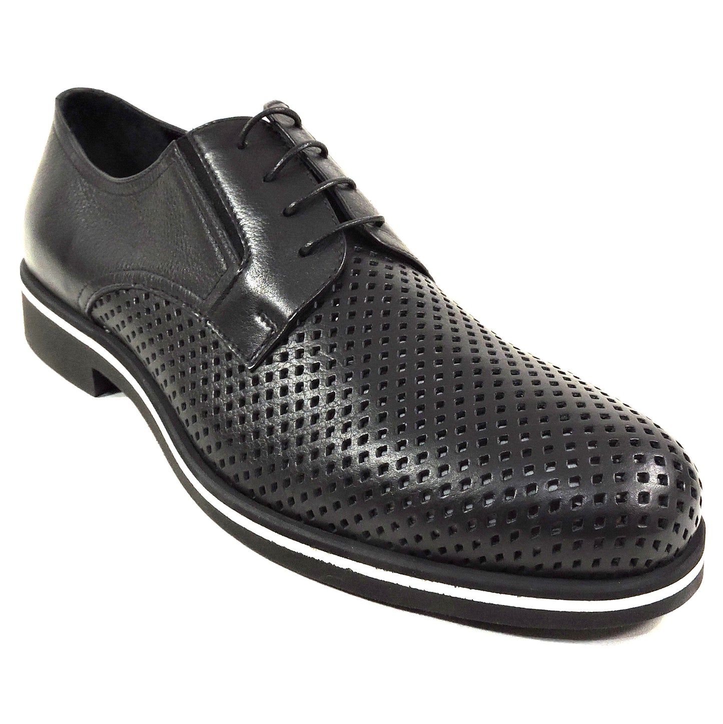 GOODMAN 🇮🇹 MEN'S BLACK SOFT LEATHER COMFORT SUMMER OXFORD