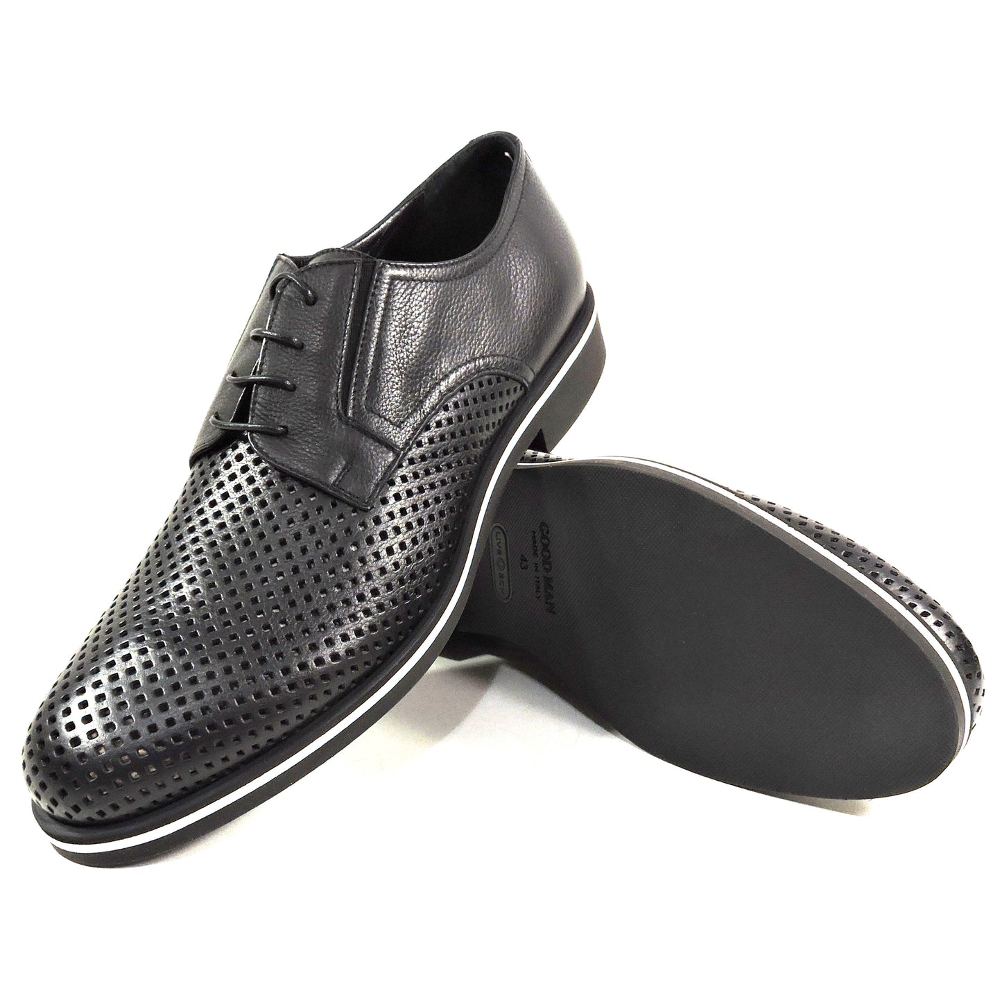 GOODMAN 🇮🇹 MEN'S BLACK SOFT LEATHER COMFORT SUMMER OXFORD