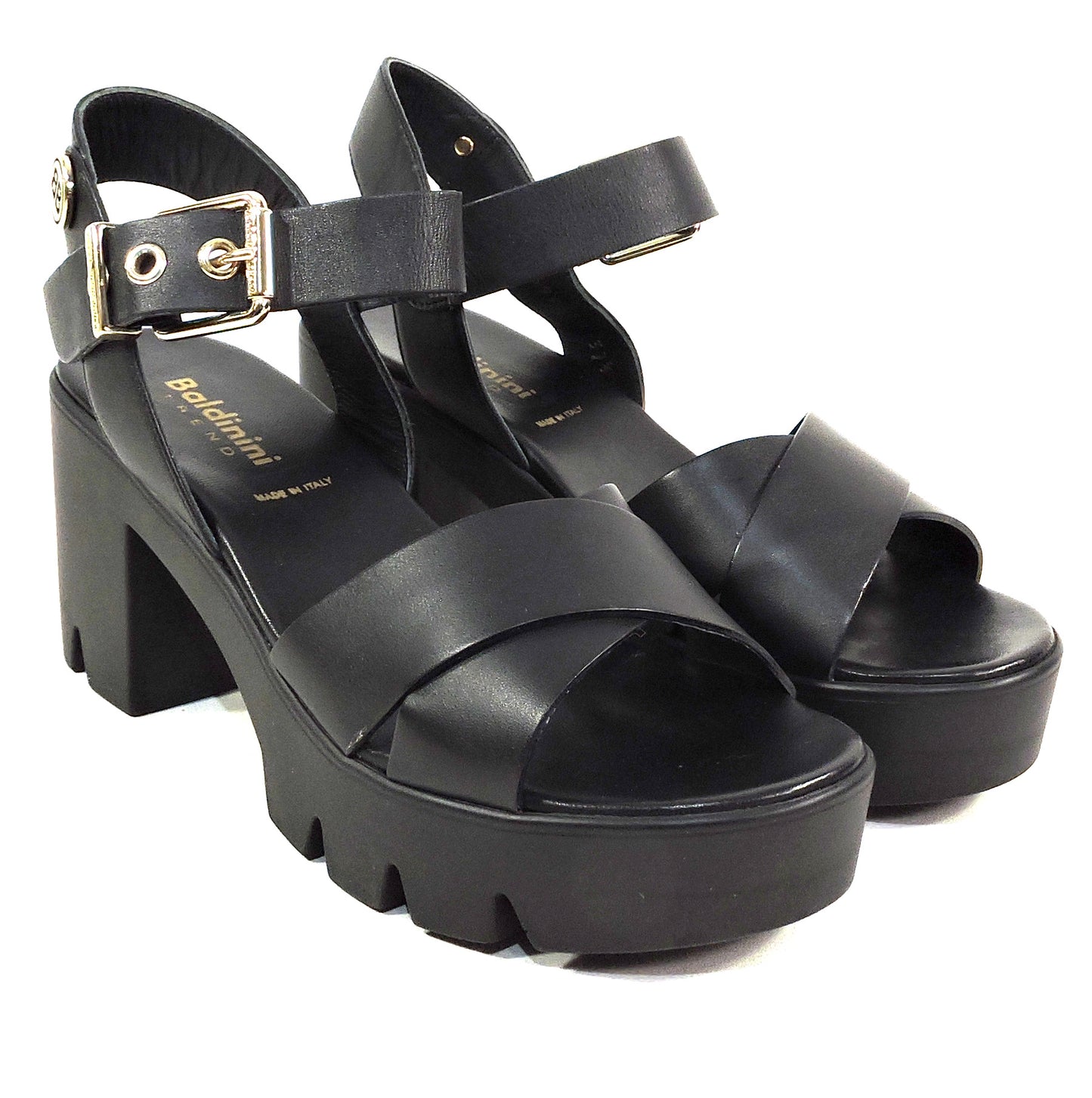 BALDININI 🇮🇹 WOMEN'S BLACK SOFT LEATHER COMFORT SUMMER PLATFORM SANDALS