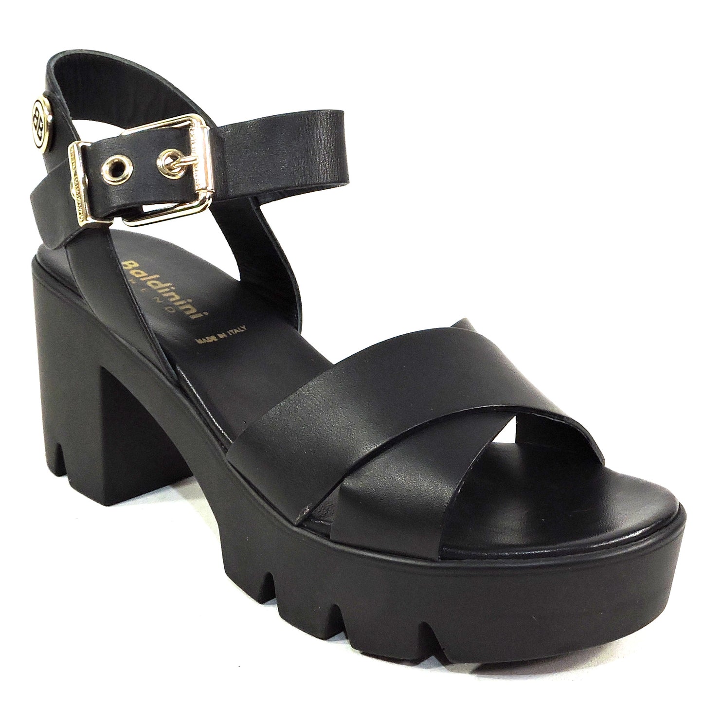 BALDININI 🇮🇹 WOMEN'S BLACK SOFT LEATHER COMFORT SUMMER PLATFORM SANDALS