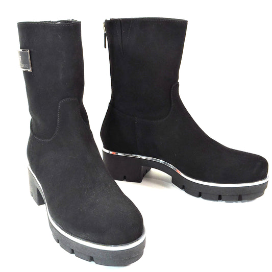 LUIGI TRAINI 🇮🇹 WOMEN'S BLACK SOFT SUEDE COMFORT WINTER BOOTS