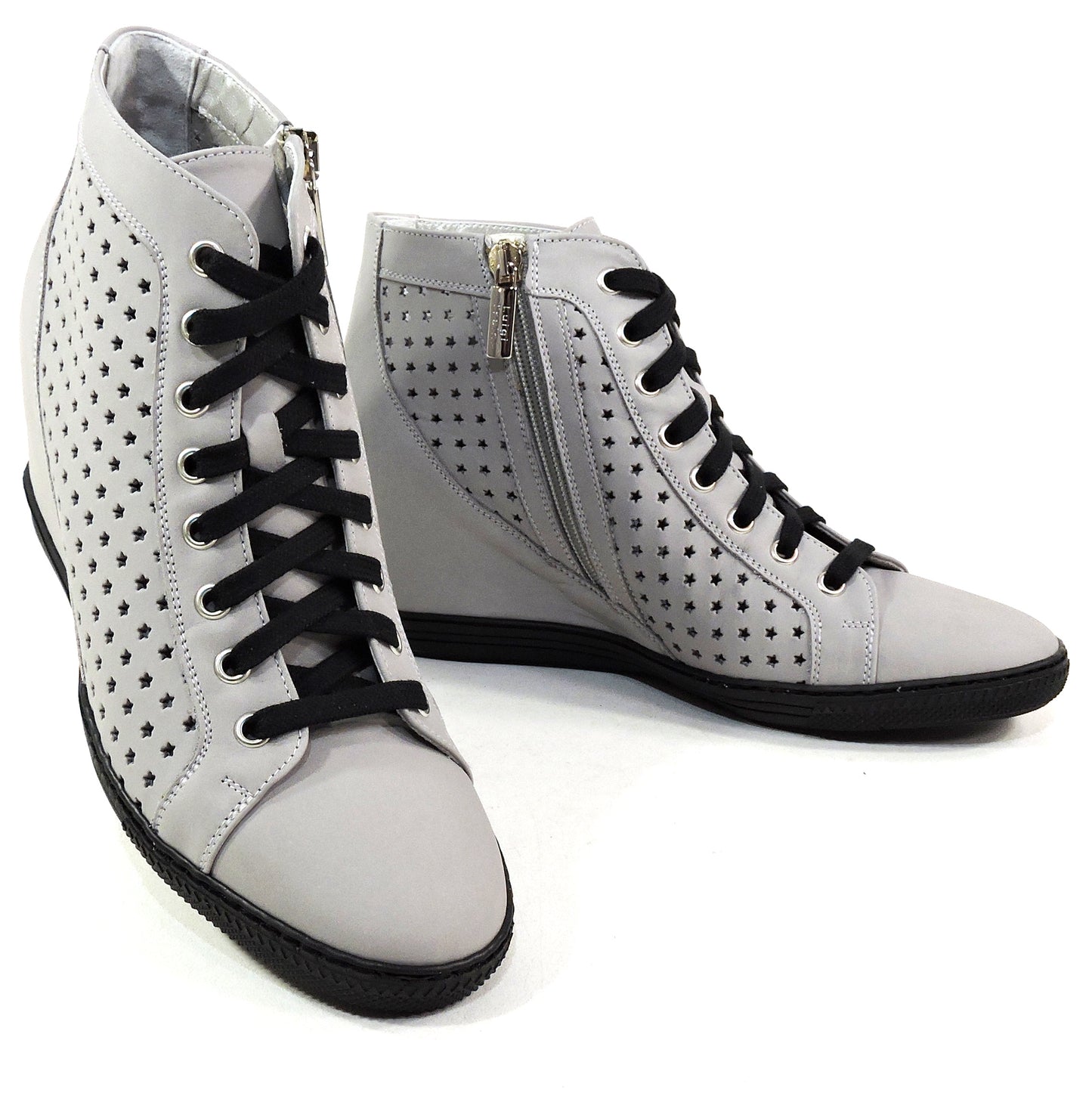LUIGI TRAINI 🇮🇹 WOMEN'S GREY SUEDE COMFORT SUMMER WEDGE ANKLE BOOTIE