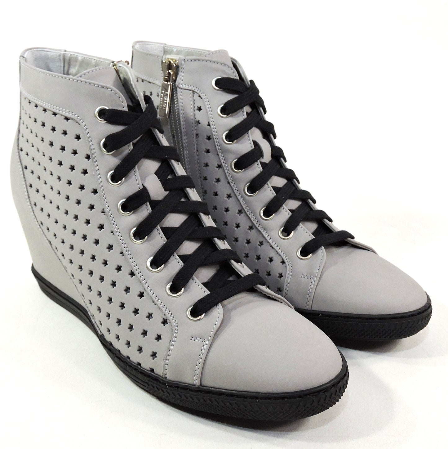 LUIGI TRAINI 🇮🇹 WOMEN'S GREY SUEDE COMFORT SUMMER WEDGE ANKLE BOOTIE