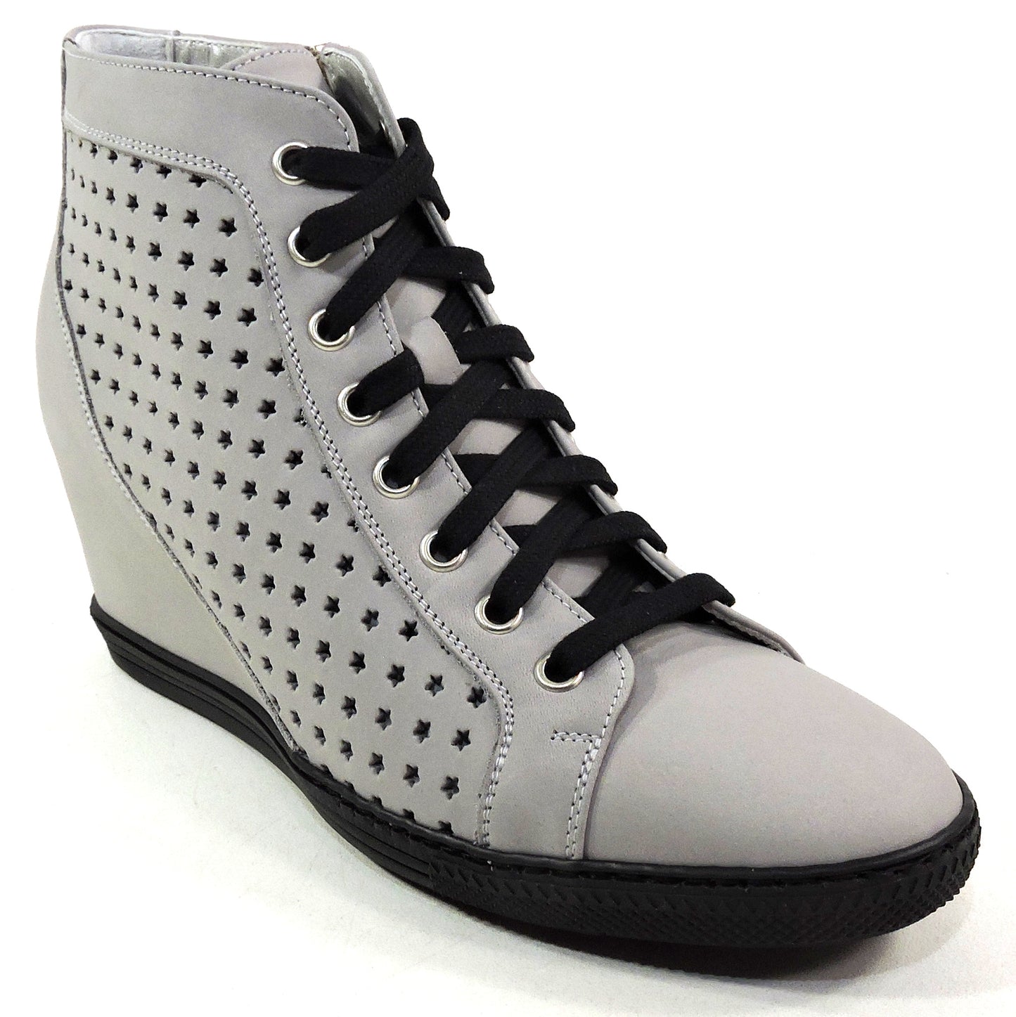 LUIGI TRAINI 🇮🇹 WOMEN'S GREY SUEDE COMFORT SUMMER WEDGE ANKLE BOOTIE