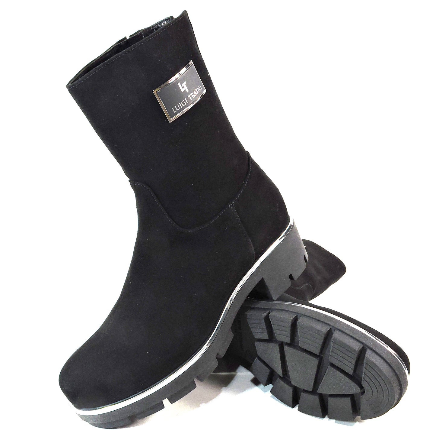 LUIGI TRAINI 🇮🇹 WOMEN'S BLACK SOFT SUEDE COMFORT WINTER BOOTS