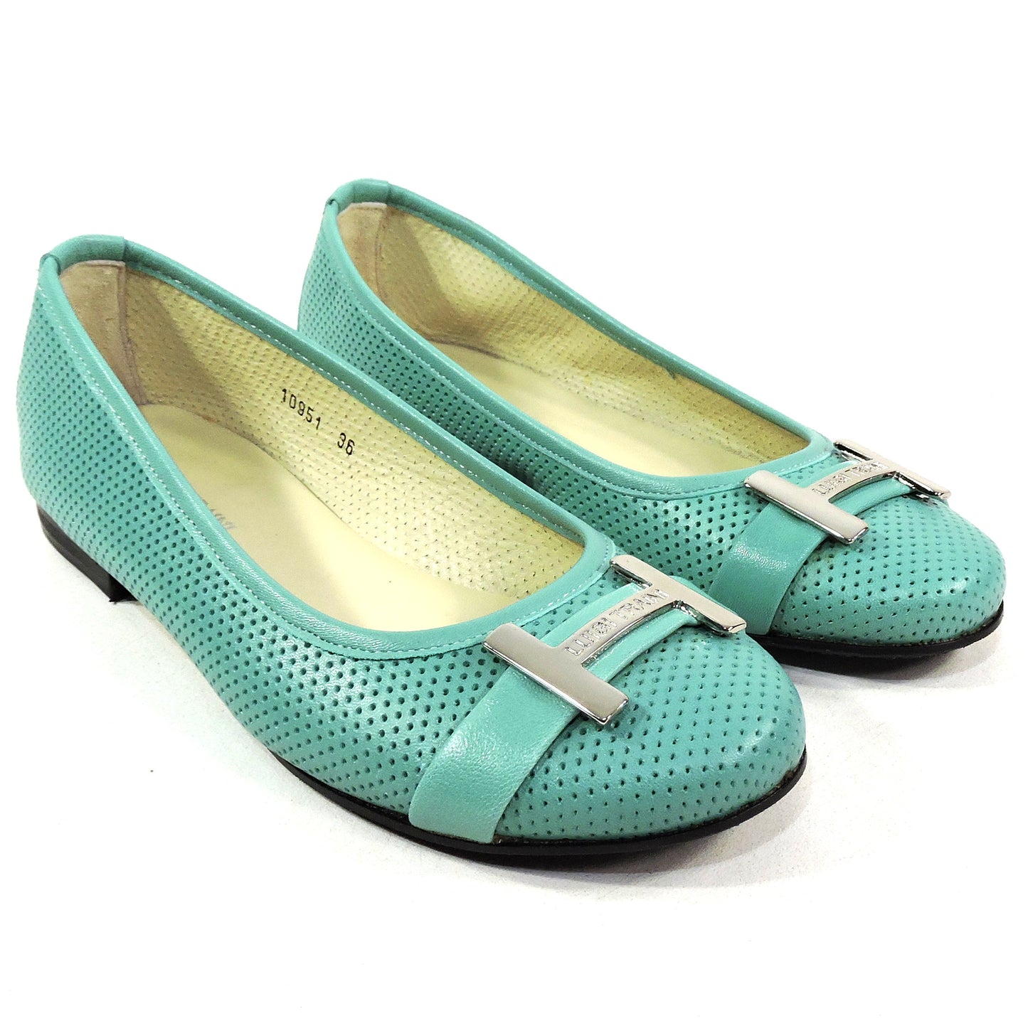 LUIGI TRAINI 🇮🇹 WOMEN'S SOFT GREEN LEATHER COMFORT FLAT LOAFERS