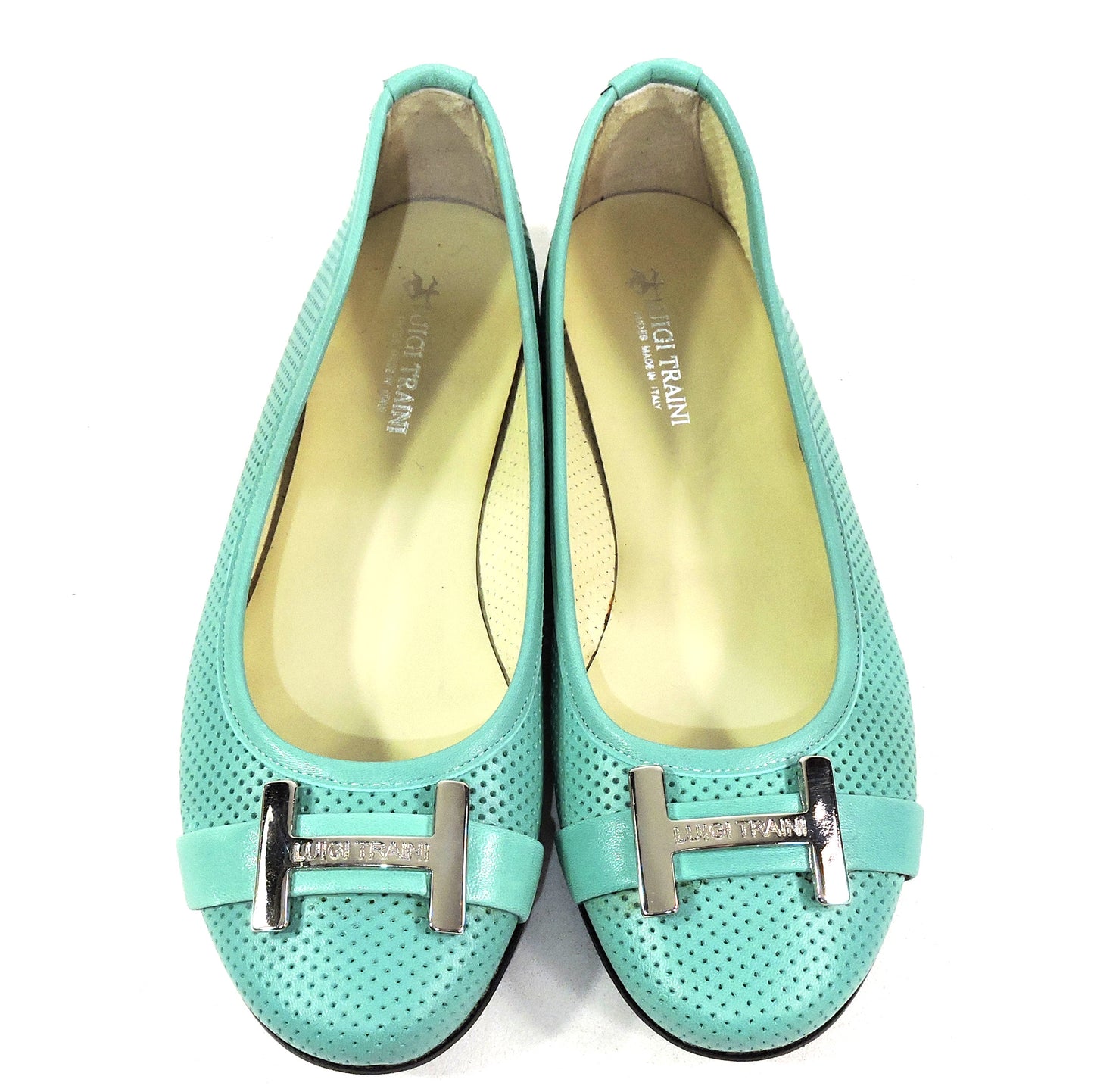 LUIGI TRAINI 🇮🇹 WOMEN'S SOFT GREEN LEATHER COMFORT FLAT LOAFERS