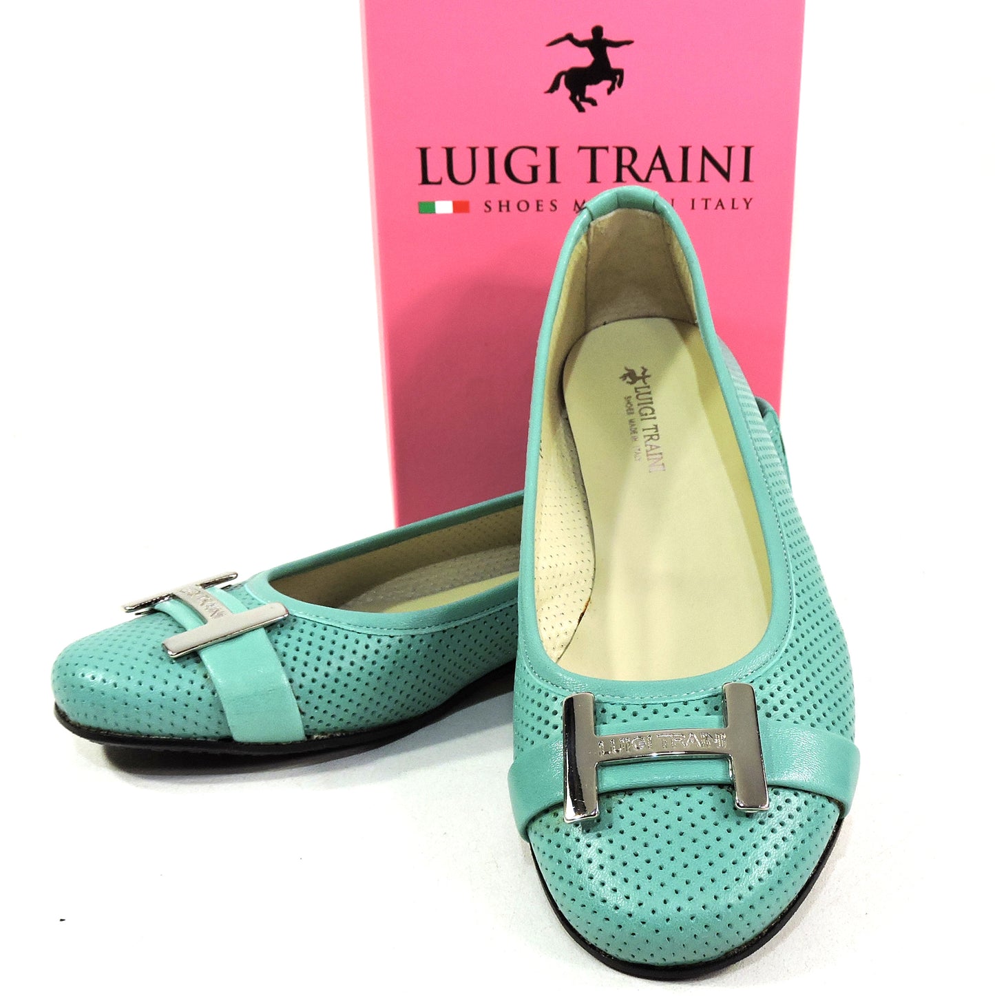 LUIGI TRAINI 🇮🇹 WOMEN'S SOFT GREEN LEATHER COMFORT FLAT LOAFERS