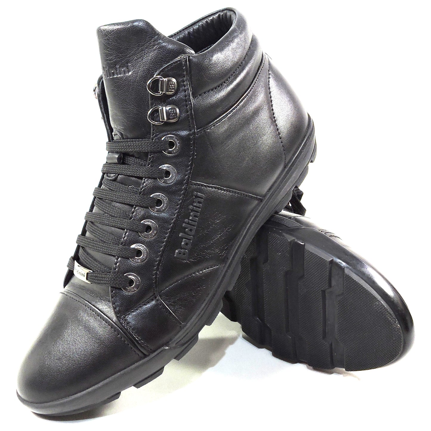 BALDININI 🇮🇹 MEN'S BLACK SOFT LEATHER FUR LINING COMFORT WINTER FLAT SNEAKERS