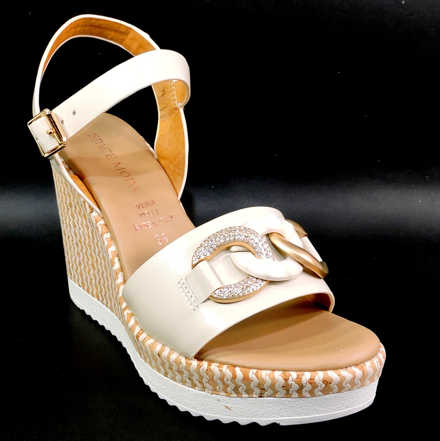 SPACE MODA BY REPO 🇮🇹 WOMEN'S IVORY SOFT LEATHER COMFORT SUMMER WEDGE SANDALS