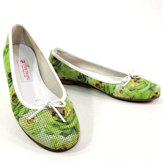 LUIGI TRAINI 🇮🇹 WOMEN'S GREEN SOFT LEATHER COMFORT SUMMER FLAT LOAFERS