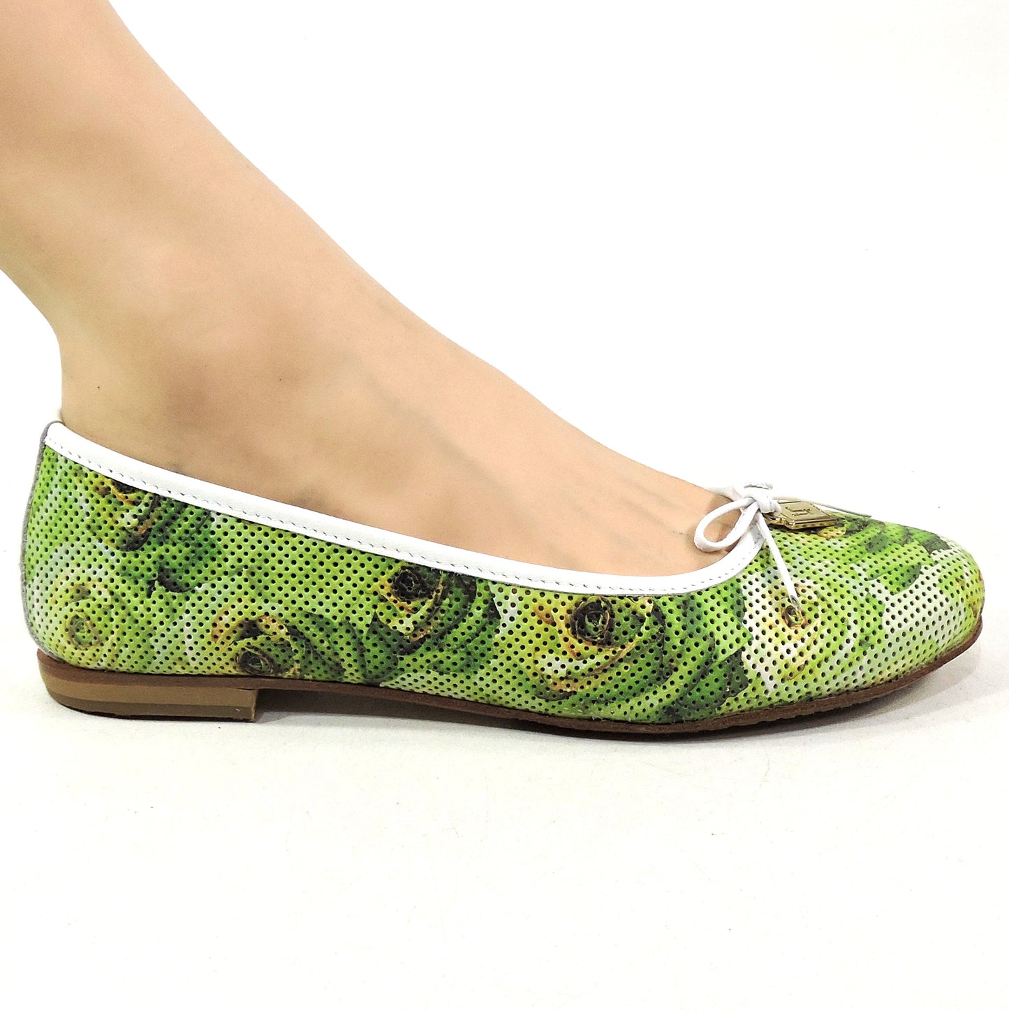 LUIGI TRAINI 🇮🇹 WOMEN'S GREEN SOFT LEATHER COMFORT SUMMER FLAT LOAFERS