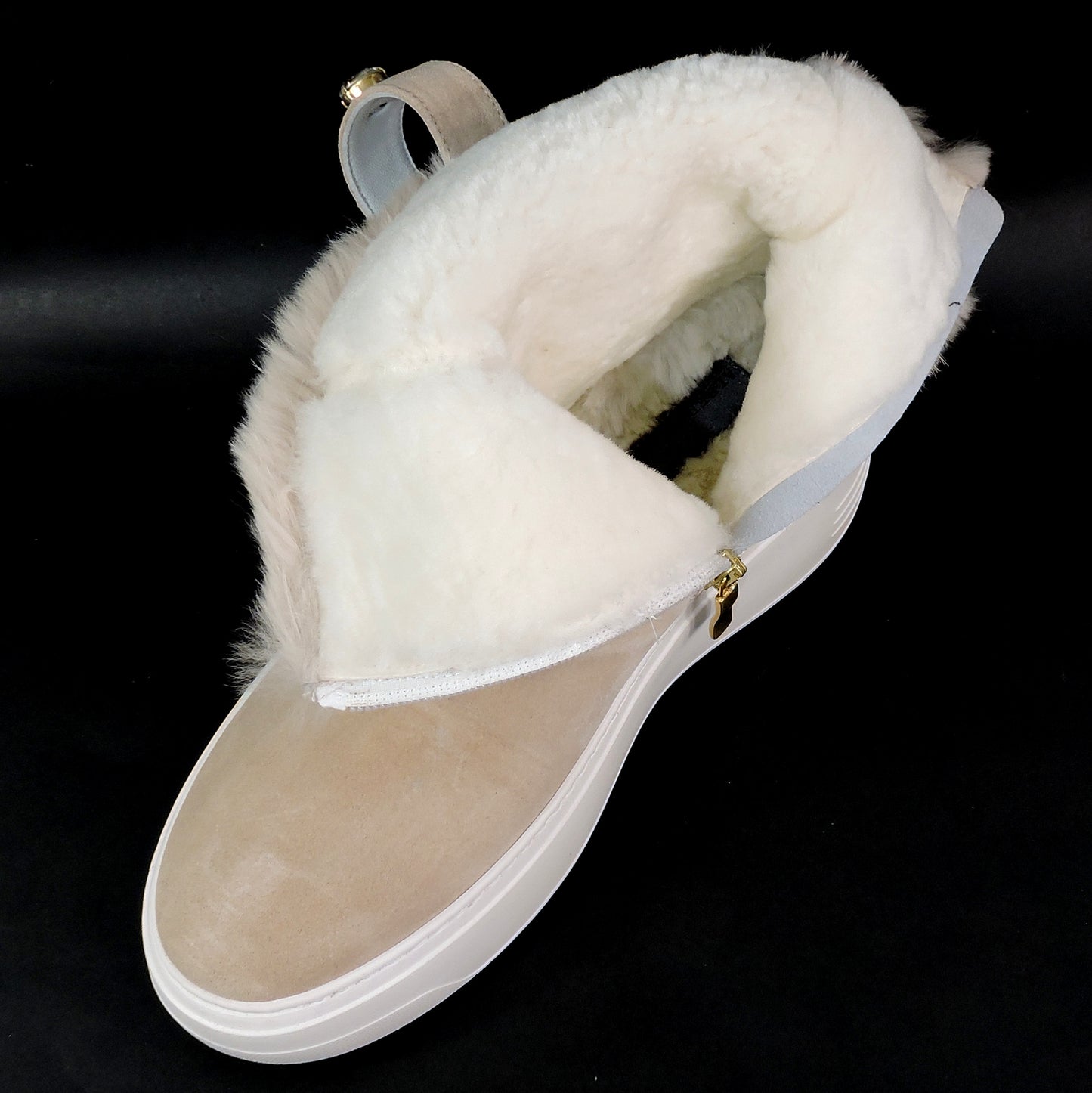 ALBERTO CICCIOLI 🇮🇹 WOMEN'S CREAM SUEDE & FUR COMFORT WINTER ANKLE BOOTS 37