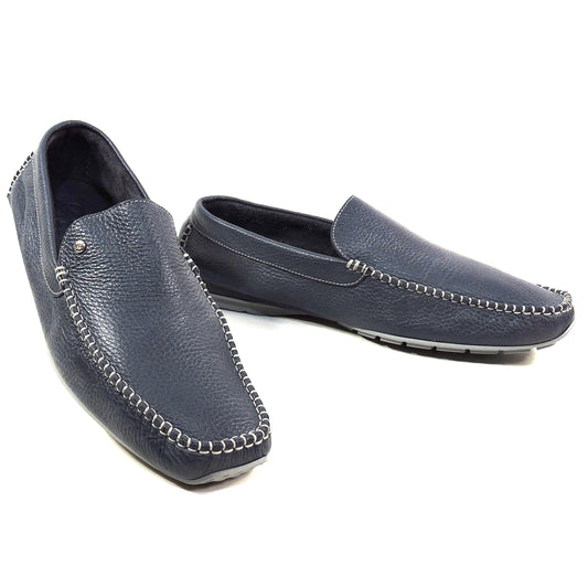 ALDO BRUE 🇮🇹 MEN'S SOFT BLUE DEER LEATHER COMFORT FLATS LOAFERS